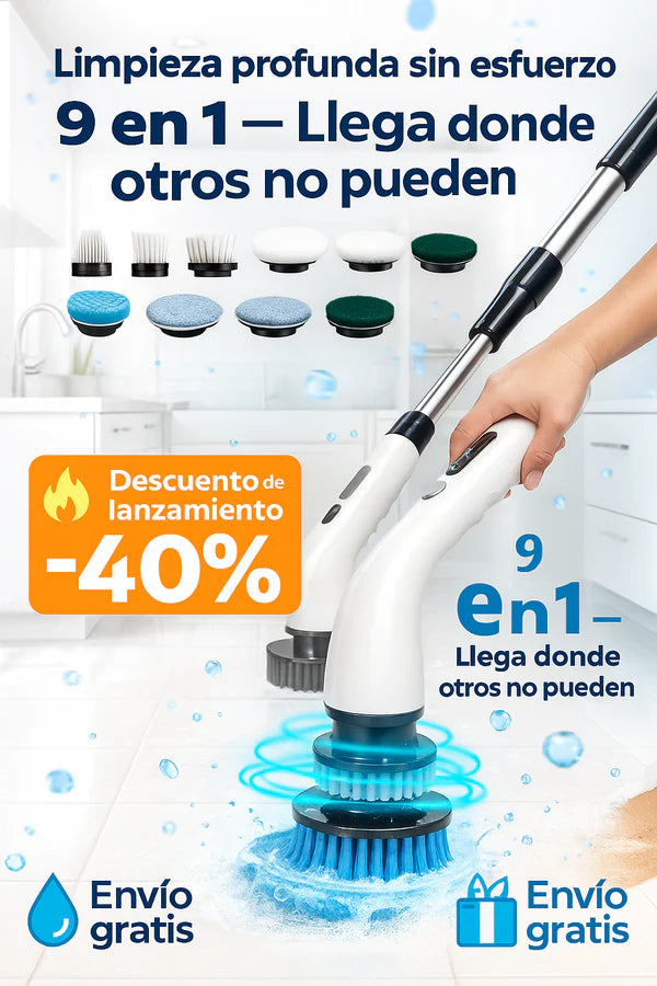 Cepillo 9 en 1/Limpieza Profunda sin Esfuerzo!